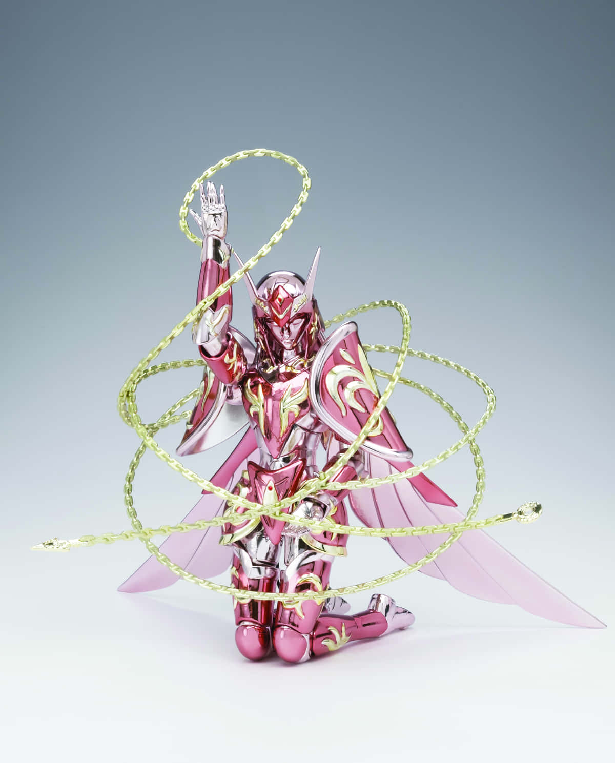 Andromeda Shun, pink and silver armored warrior, glowing gold whip, HD Phone Wallpaper