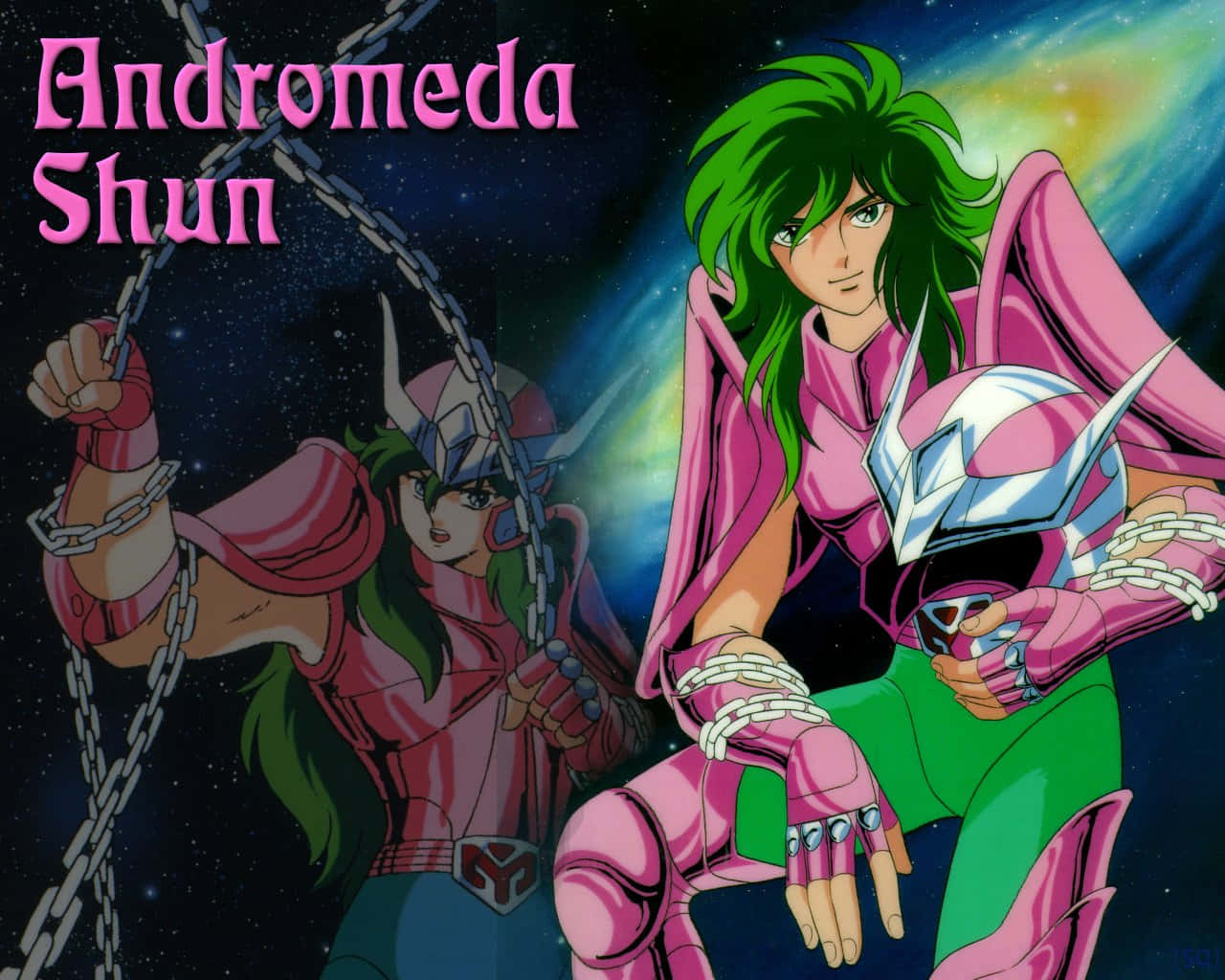 Andromeda Shun, pink armor, nebula chain, HD Desktop Wallpaper