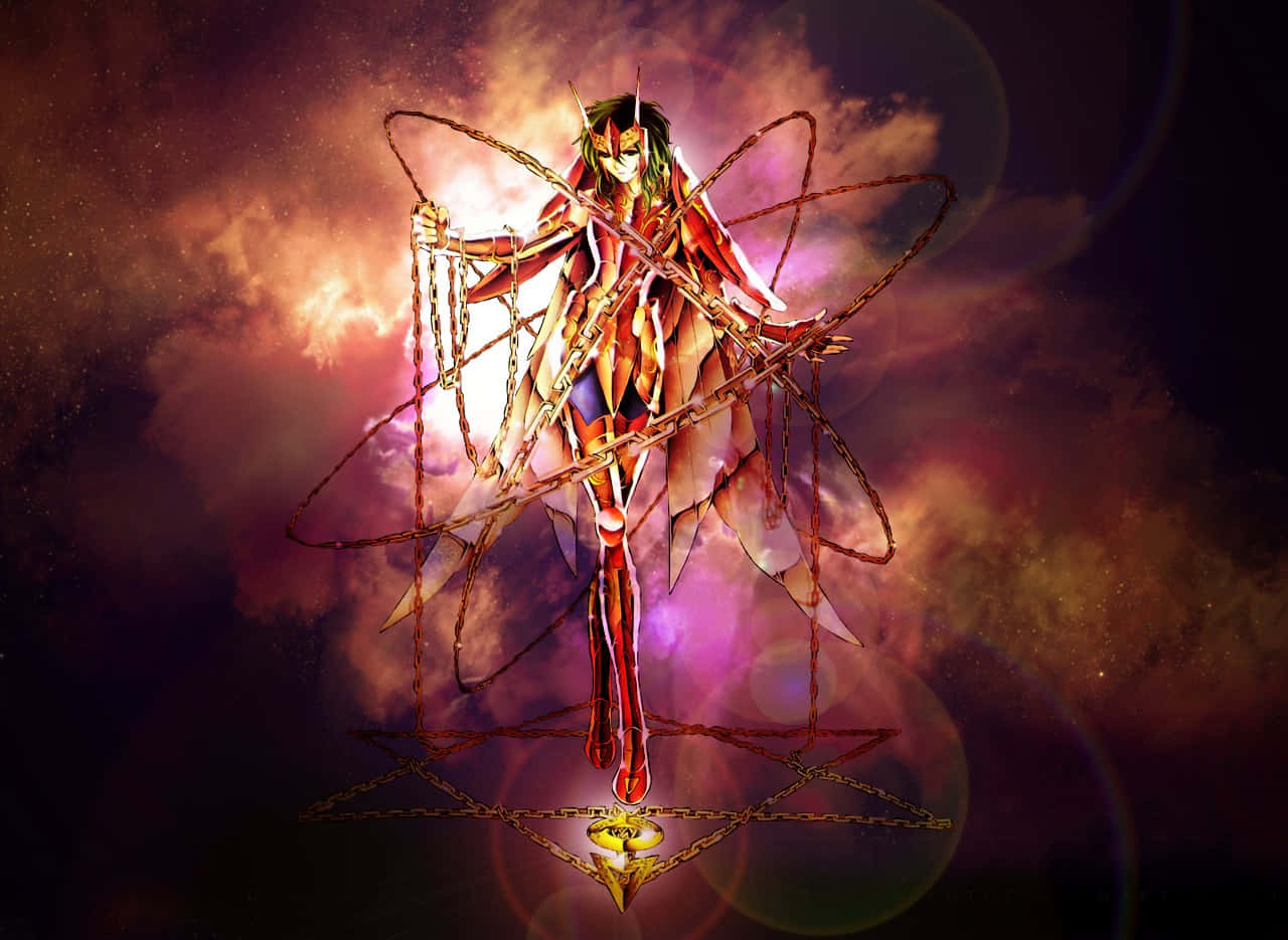 Andromeda Shun, red armor, pentagram, HD Desktop Wallpaper