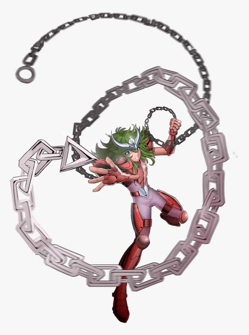 Andromeda Shun, green-haired anime warrior, red armor, SD Phone Wallpaper