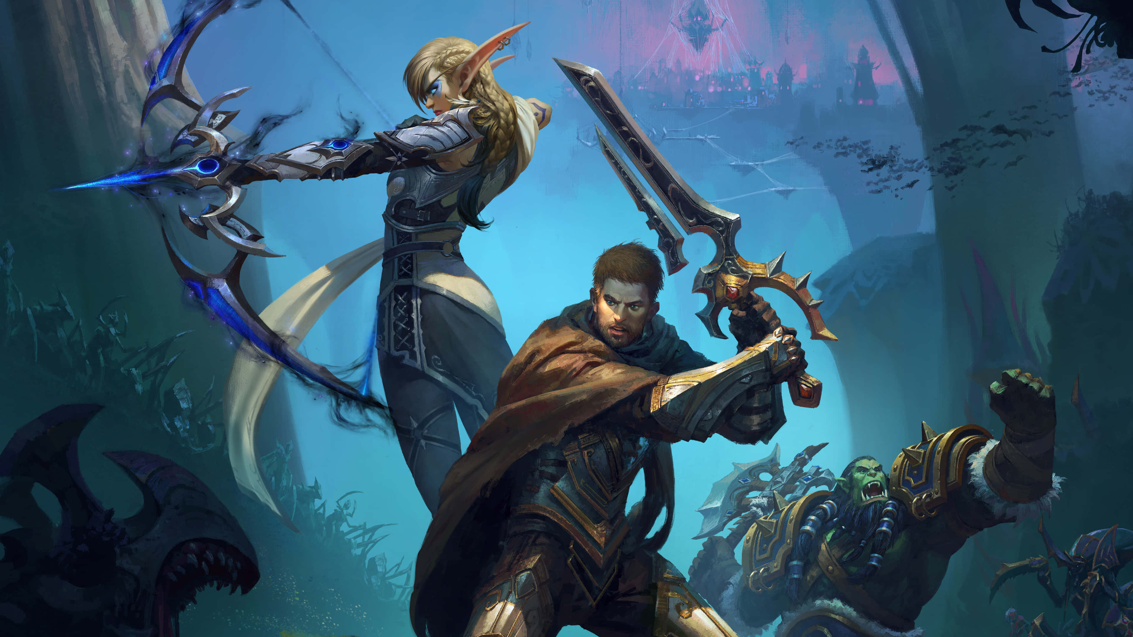 Anduin Wrynn, allies, mystical forest, 4K Desktop Wallpaper