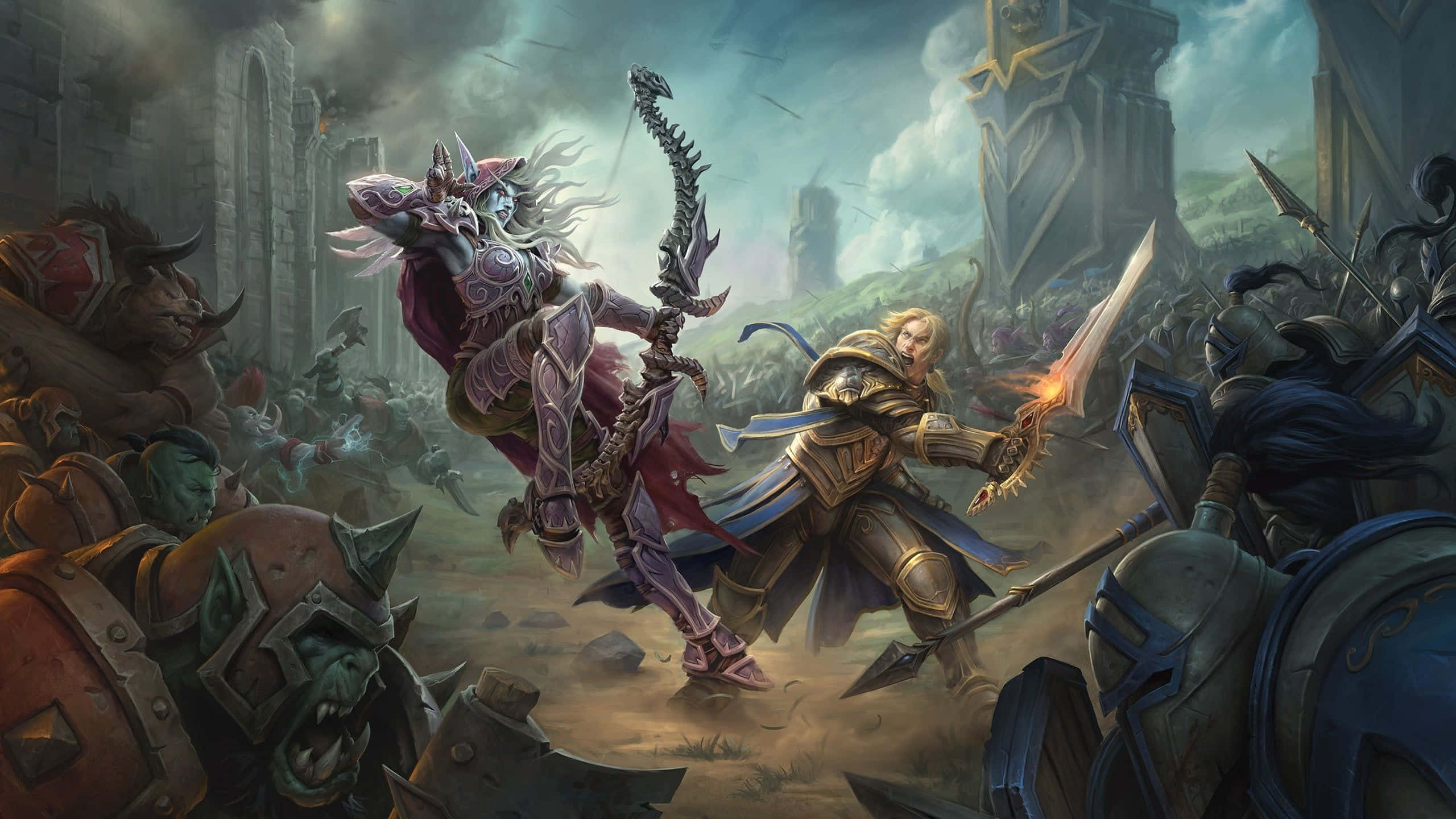 Anduin Wrynn, epic battle, fantasy warrior, 2K Desktop Wallpaper