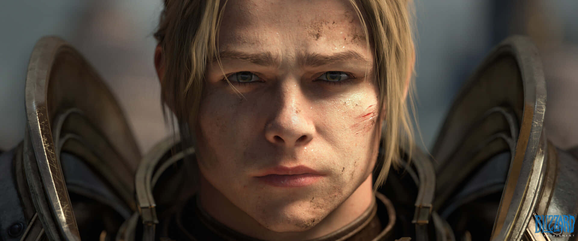 Anduin Wrynn, dirty blonde hair, bloodied cheek, Full HD Desktop Wallpaper
