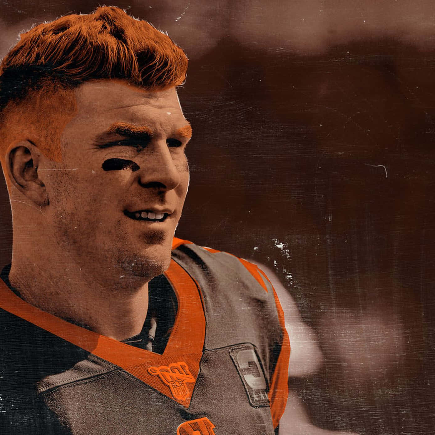 Andy Dalton, orange and gray uniform, black eye paint, HD Desktop Wallpaper