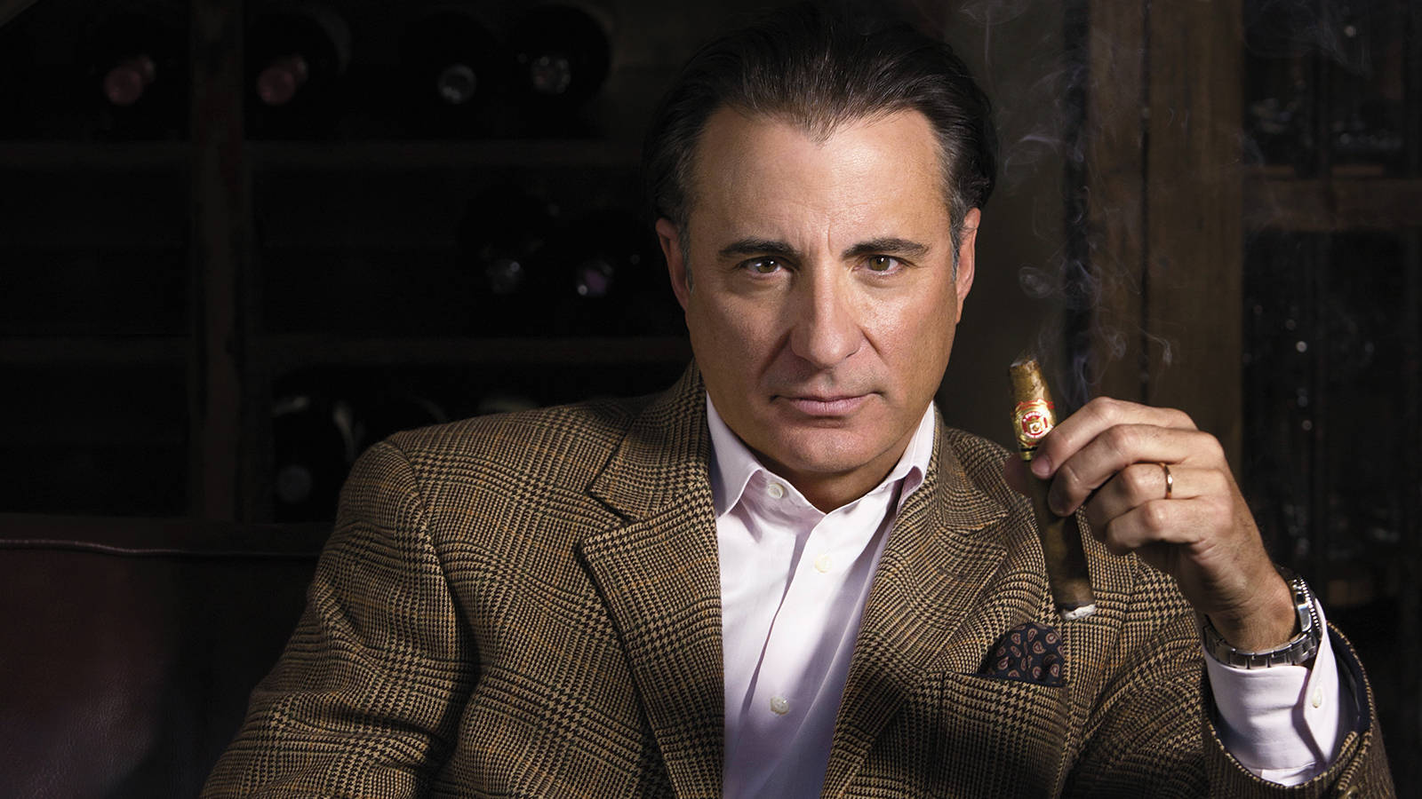 Andy Garcia, plaid suit, cigar, HD Desktop Wallpaper