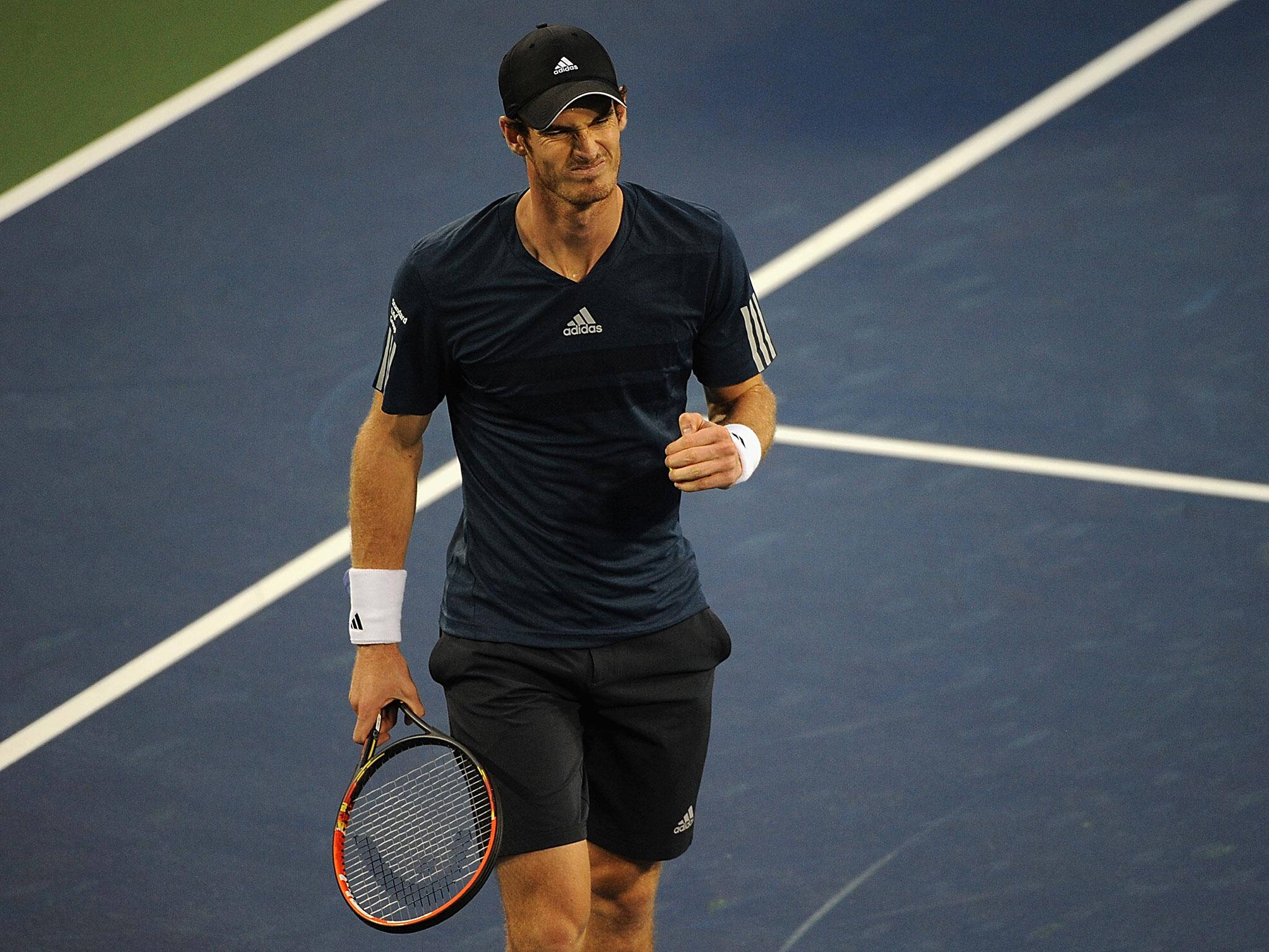Andy Murray, black adidas outfit, blue court, Full HD Desktop Wallpaper