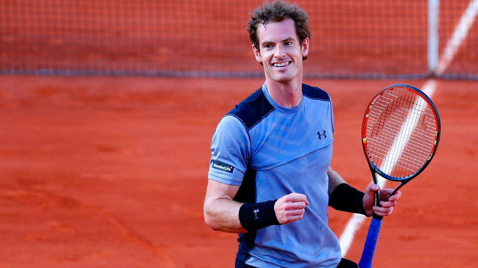Andy Murray, blue shirt, red clay court, HD Desktop Wallpaper