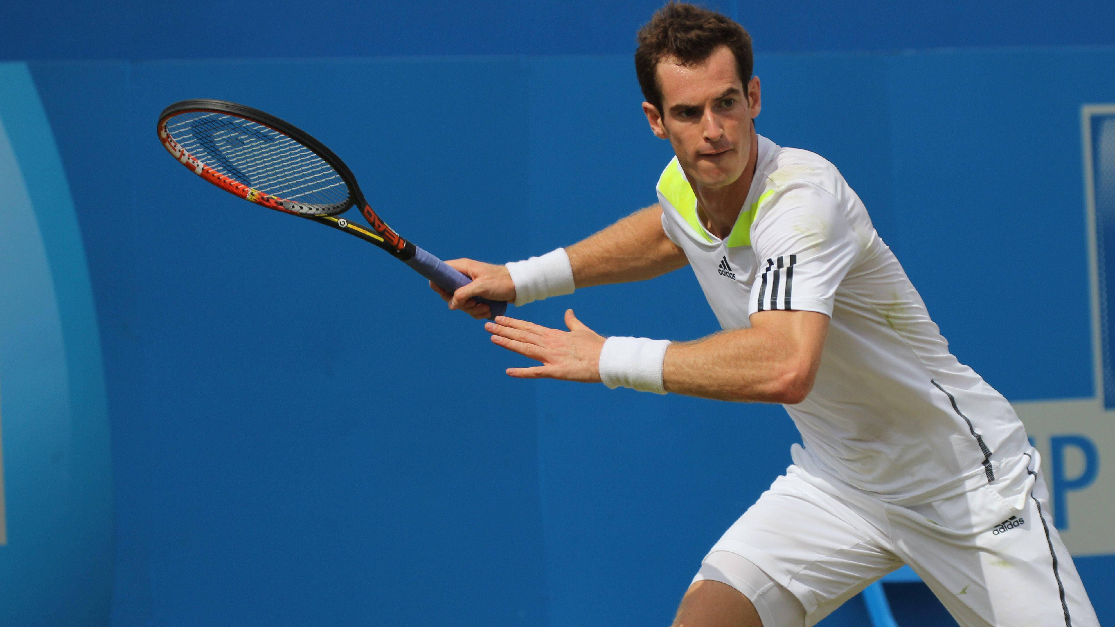 Andy Murray, white gear, racket, 4K Desktop Wallpaper