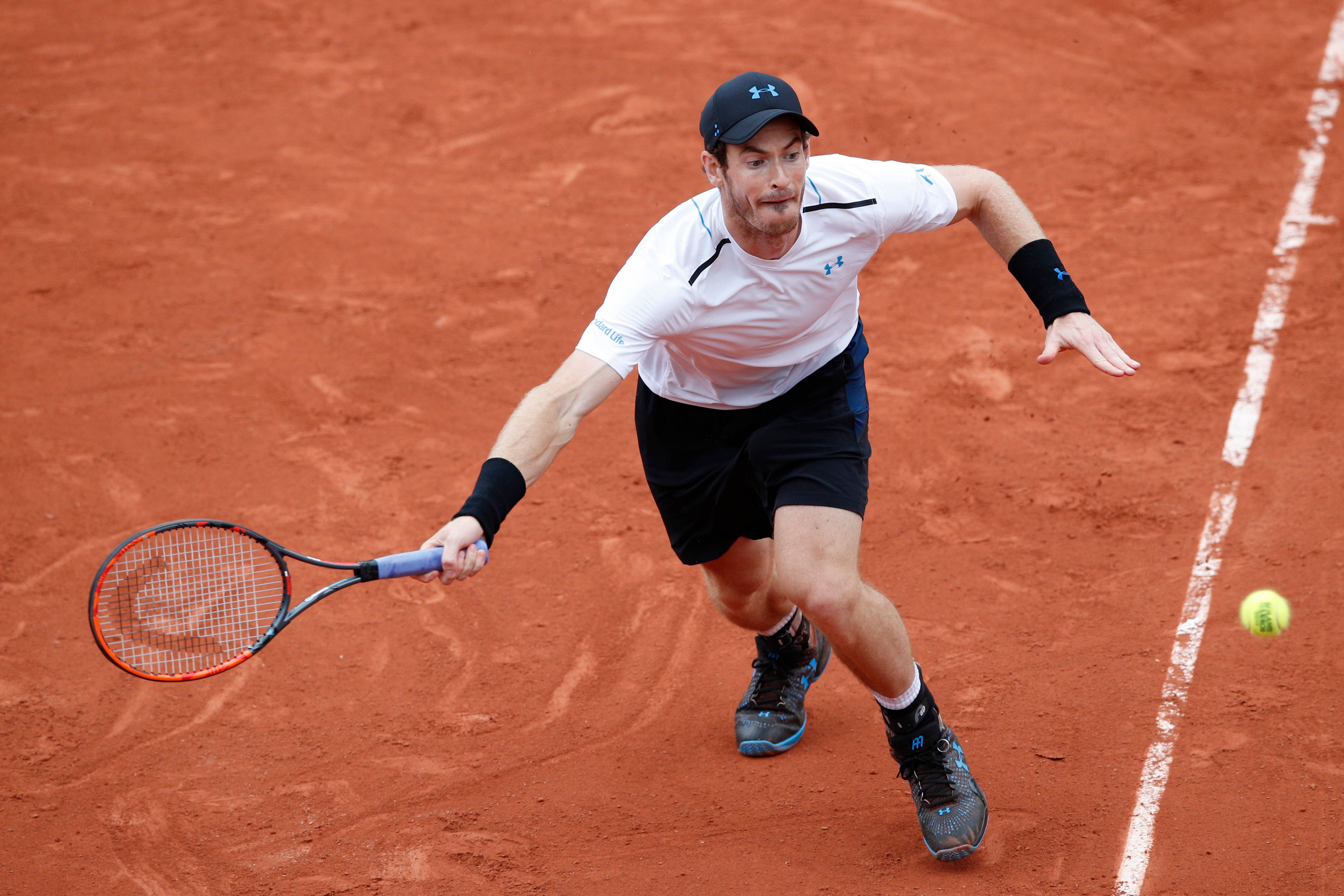 Andy Murray, red clay court, yellow ball, 5K Desktop Wallpaper