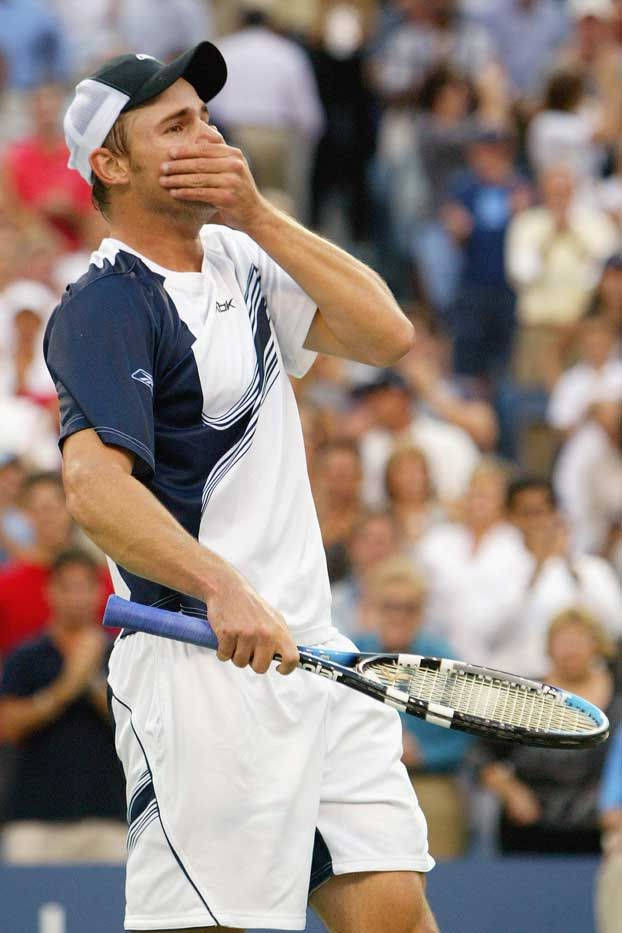 Andy Roddick, blue and white gear, racket, SD Phone Wallpaper