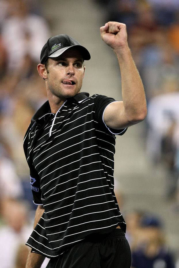 Andy Roddick, black and white striped shirt, stadium court, SD Phone Wallpaper