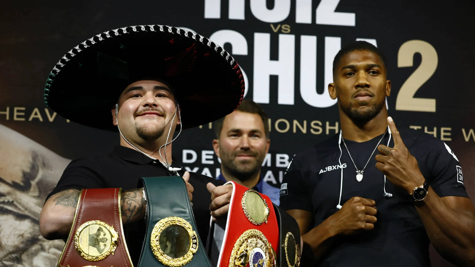 Andy Ruiz, four belts, sombrero, Full HD Desktop Wallpaper