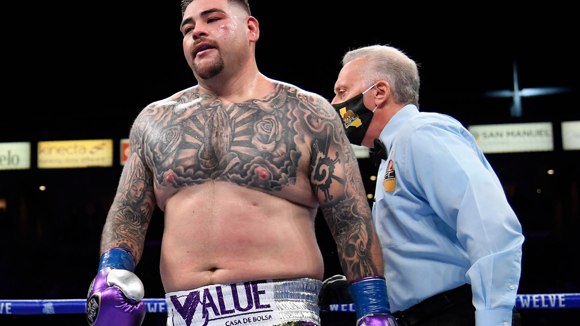 Andy Ruiz, referee, ring, Full HD Desktop Wallpaper