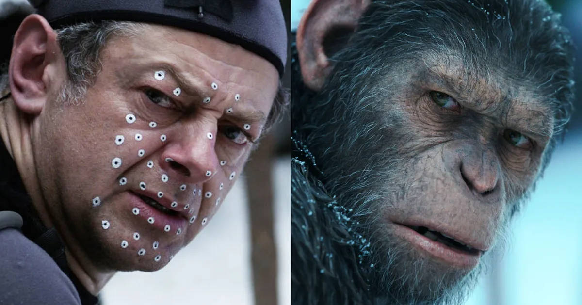 Andy Serkis, ape, facial tracking dots, SD Desktop Wallpaper