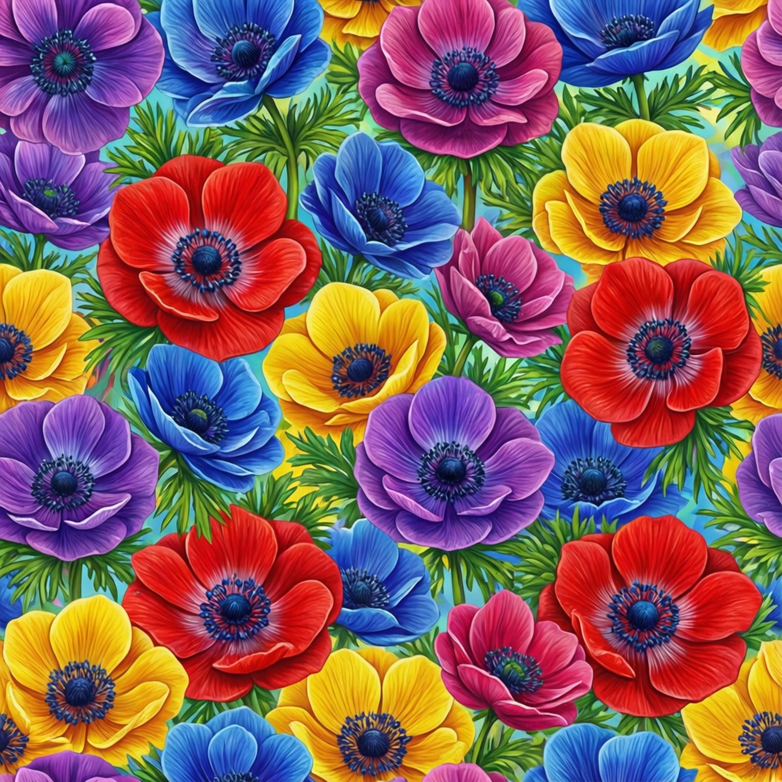 anemone flower, red, blue, HD Desktop Wallpaper
