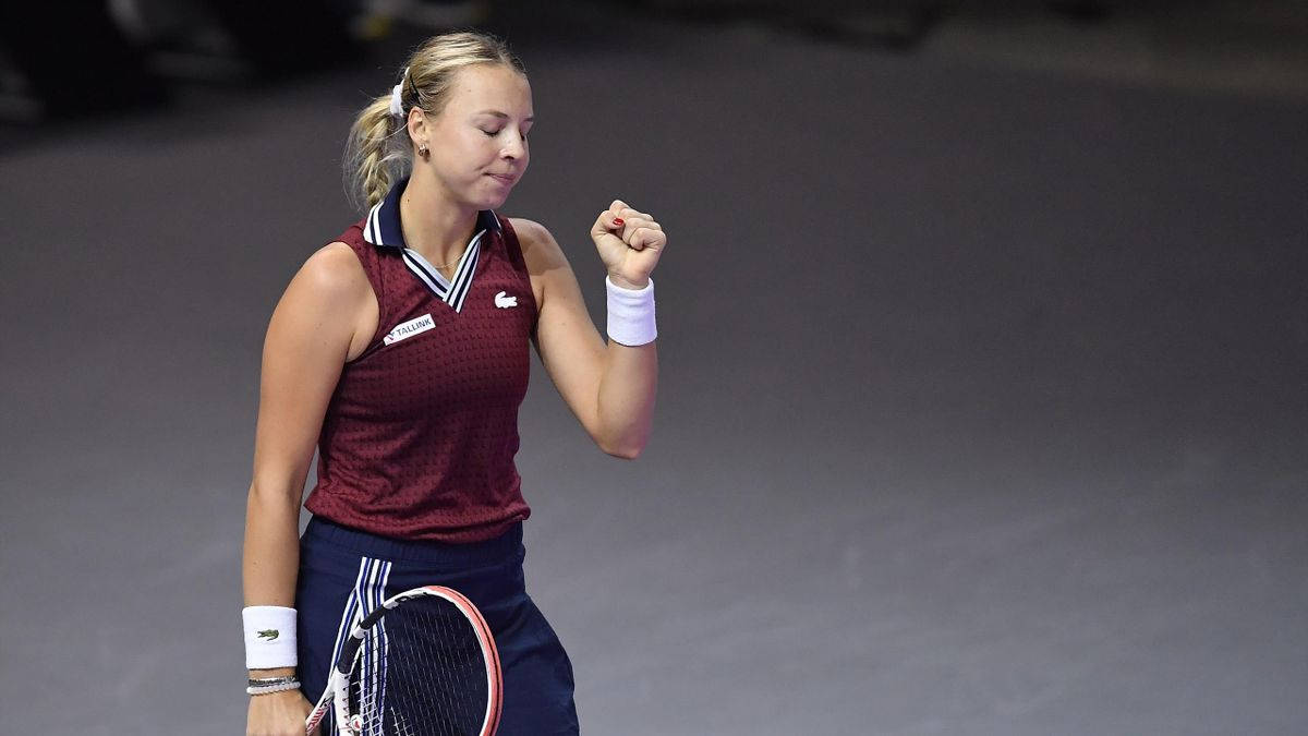 Anett Kontaveit, white wristband, indoor court, SD Desktop Wallpaper