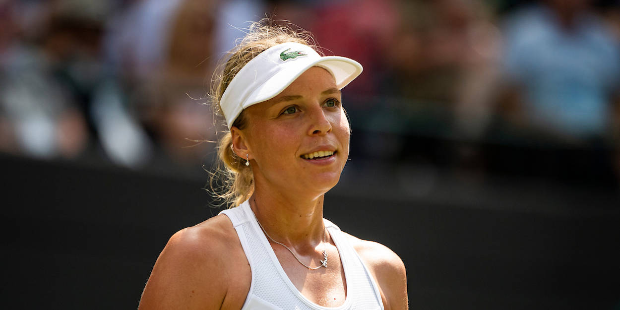Anett Kontaveit, white visor, athletic top, SD Desktop Wallpaper