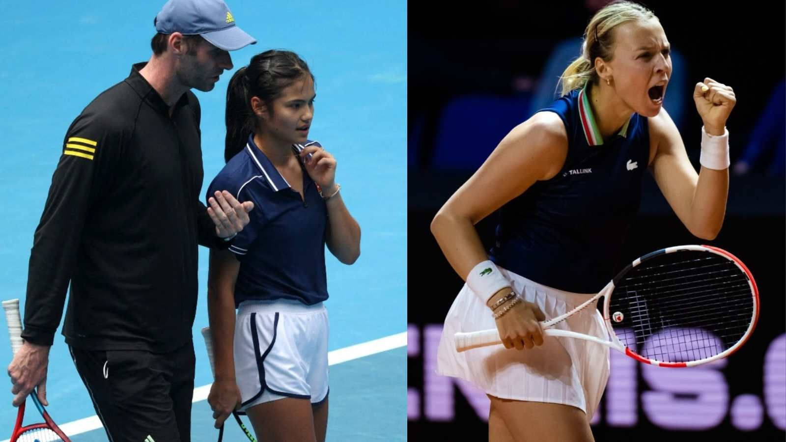 Anett Kontaveit, blue, raising fist, HD Desktop Wallpaper