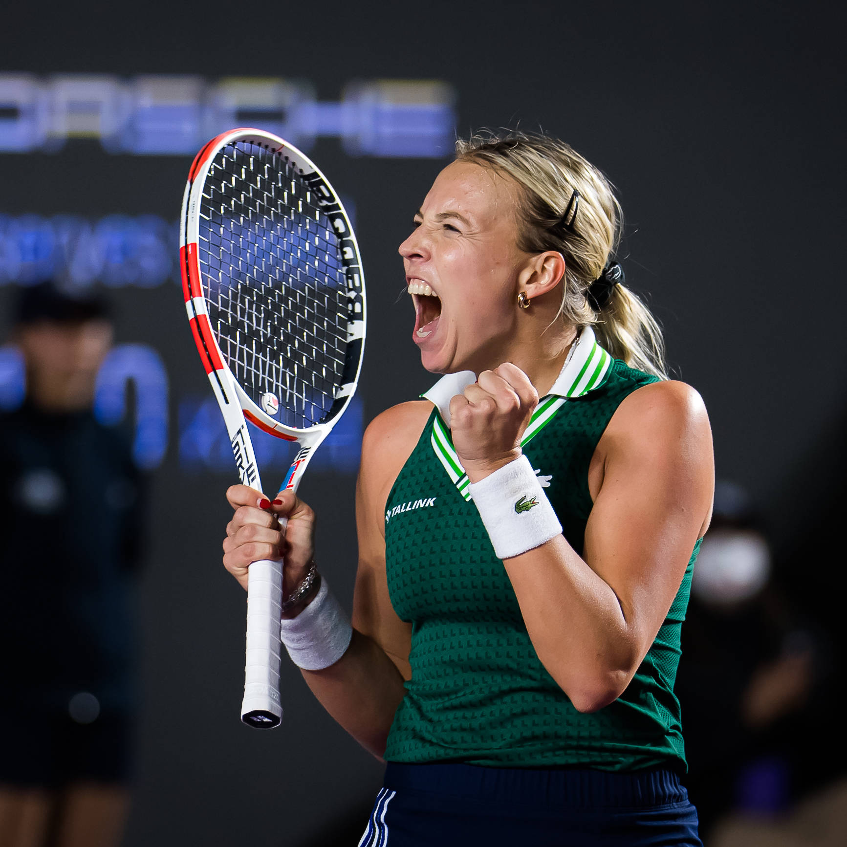 Anett Kontaveit, green outfit, tennis player, HD Desktop Wallpaper