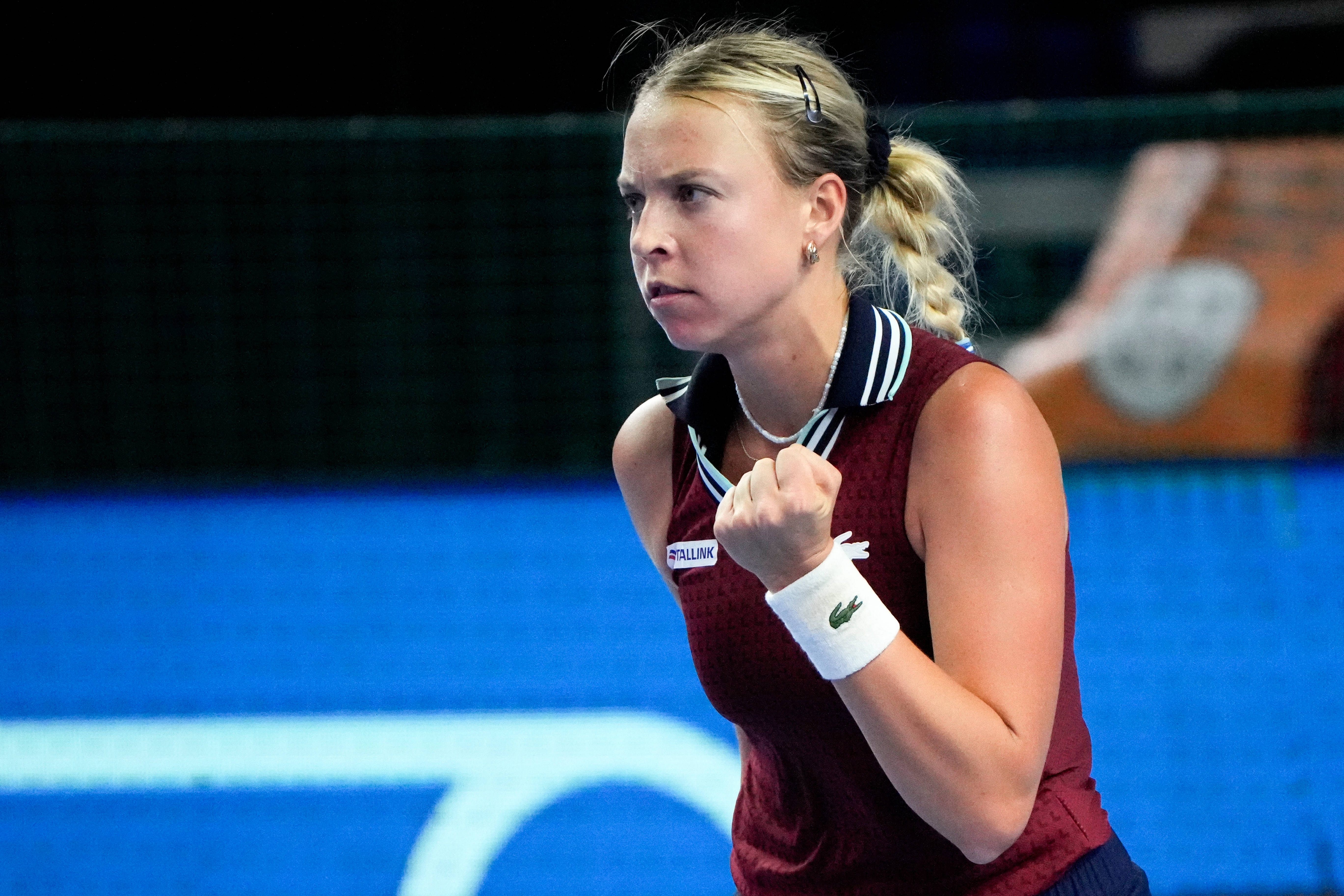 Anett Kontaveit, red fist pump, female tennis player, 5K Desktop Wallpaper