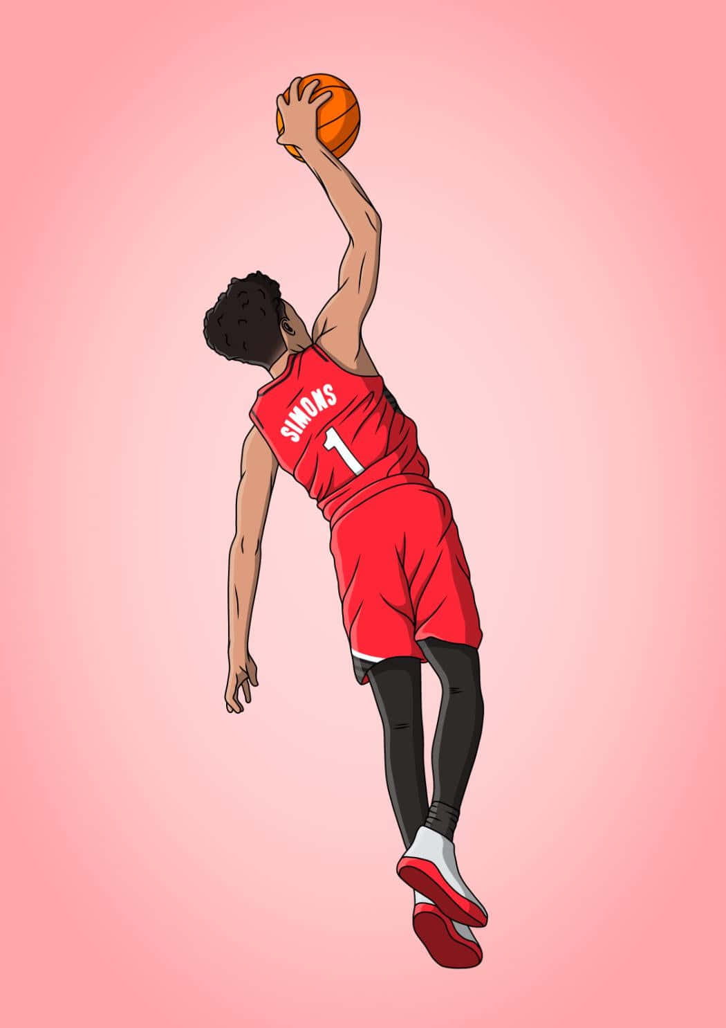 Anfernee Simons, red jersey, dunk the ball, HD Phone Wallpaper