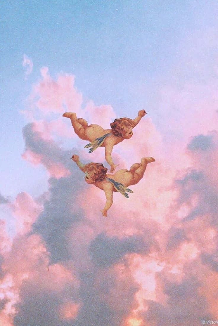 Angel Aesthetic Clouds, pastel sky, pink and blue clouds, SD Phone Wallpaper