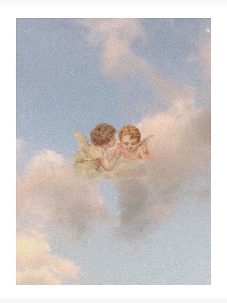 angelic clouds, cherubic angels, delicate wings, SD Phone Wallpaper