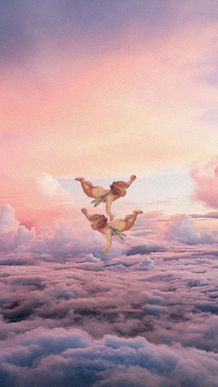 Angel Aesthetic Clouds, cherubs, pastel clouds, SD Phone Wallpaper