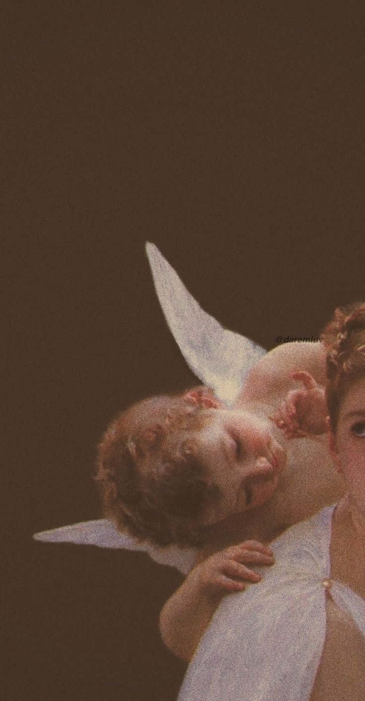 vintage angel aesthetic artwork, angel, curly hair, HD Phone Wallpaper