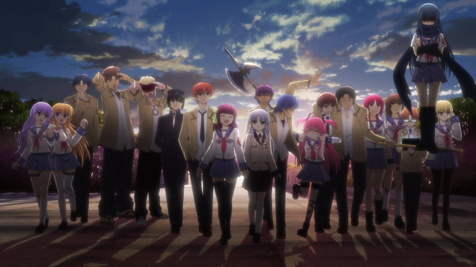Angel Beats, anime students, school uniforms, Full HD Desktop Wallpaper