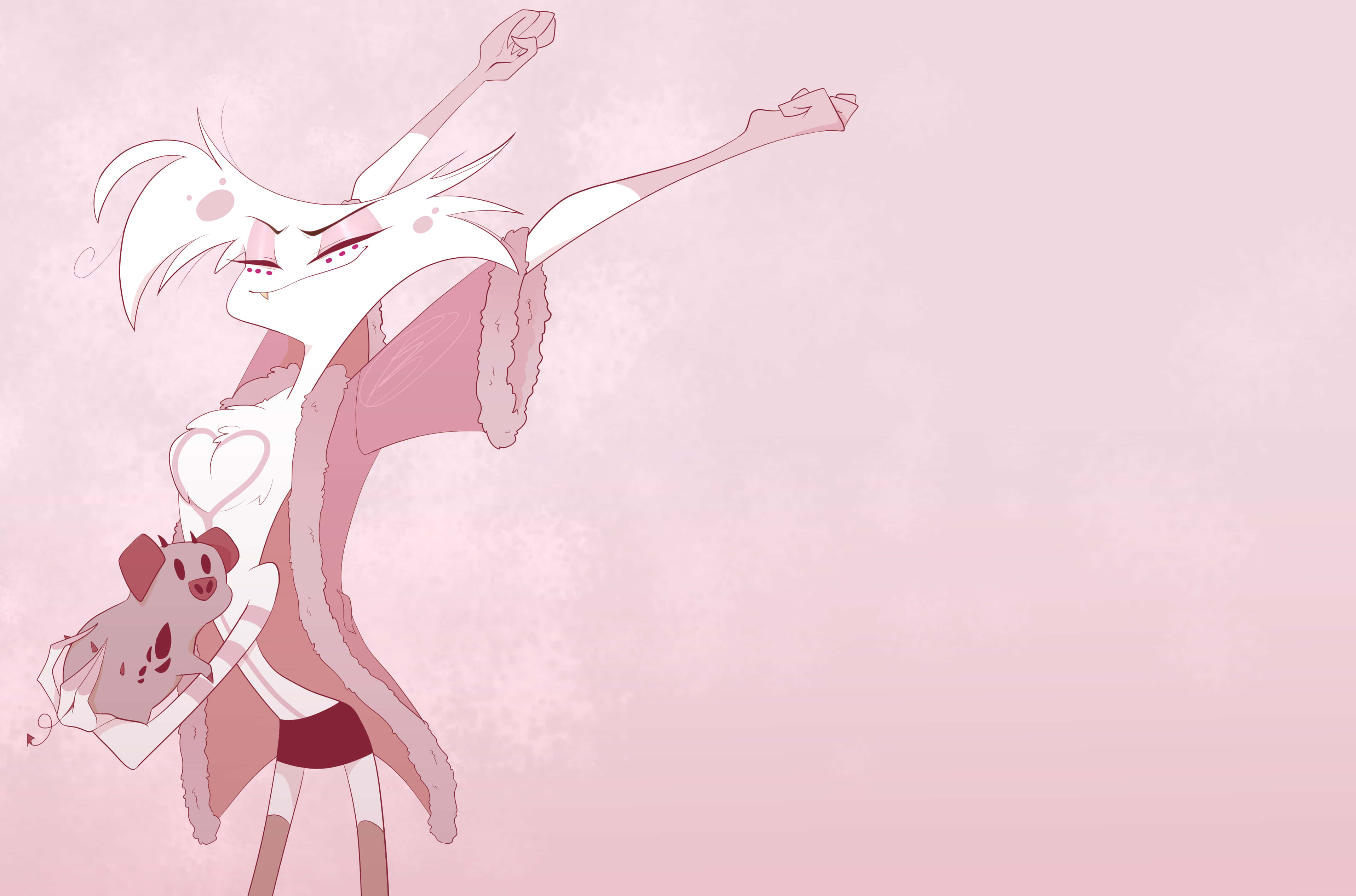 Angel Dust, cartoon character, white-haired anime character, 2K Desktop Wallpaper