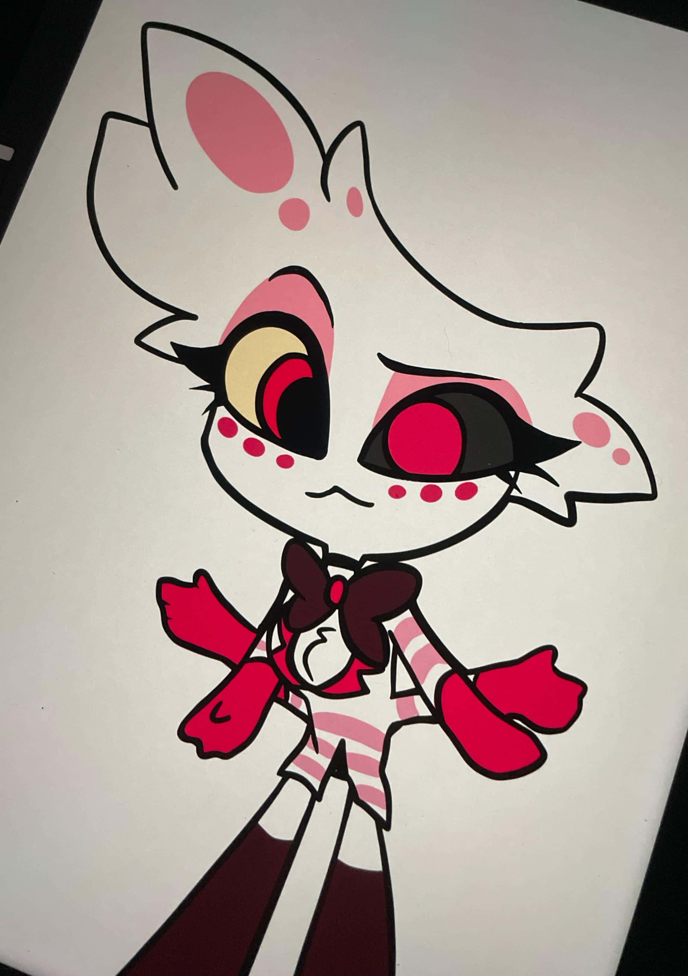 Angel Dust, cartoon character, white cat-like character, 2K Phone Wallpaper