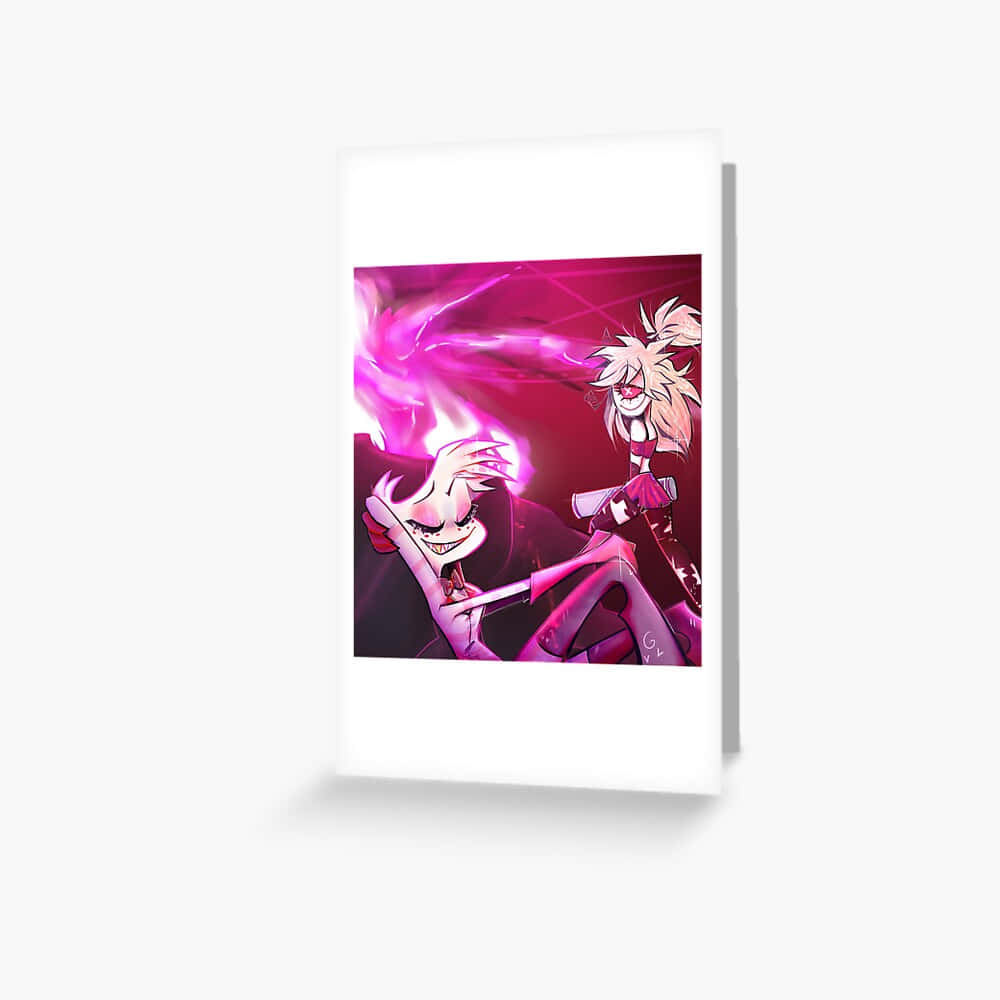 Angel Dust, pink hair, glowing pink energy, SD Desktop Wallpaper