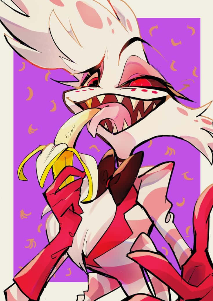 Angel Dust, white fur, red eyes, SD Phone Wallpaper