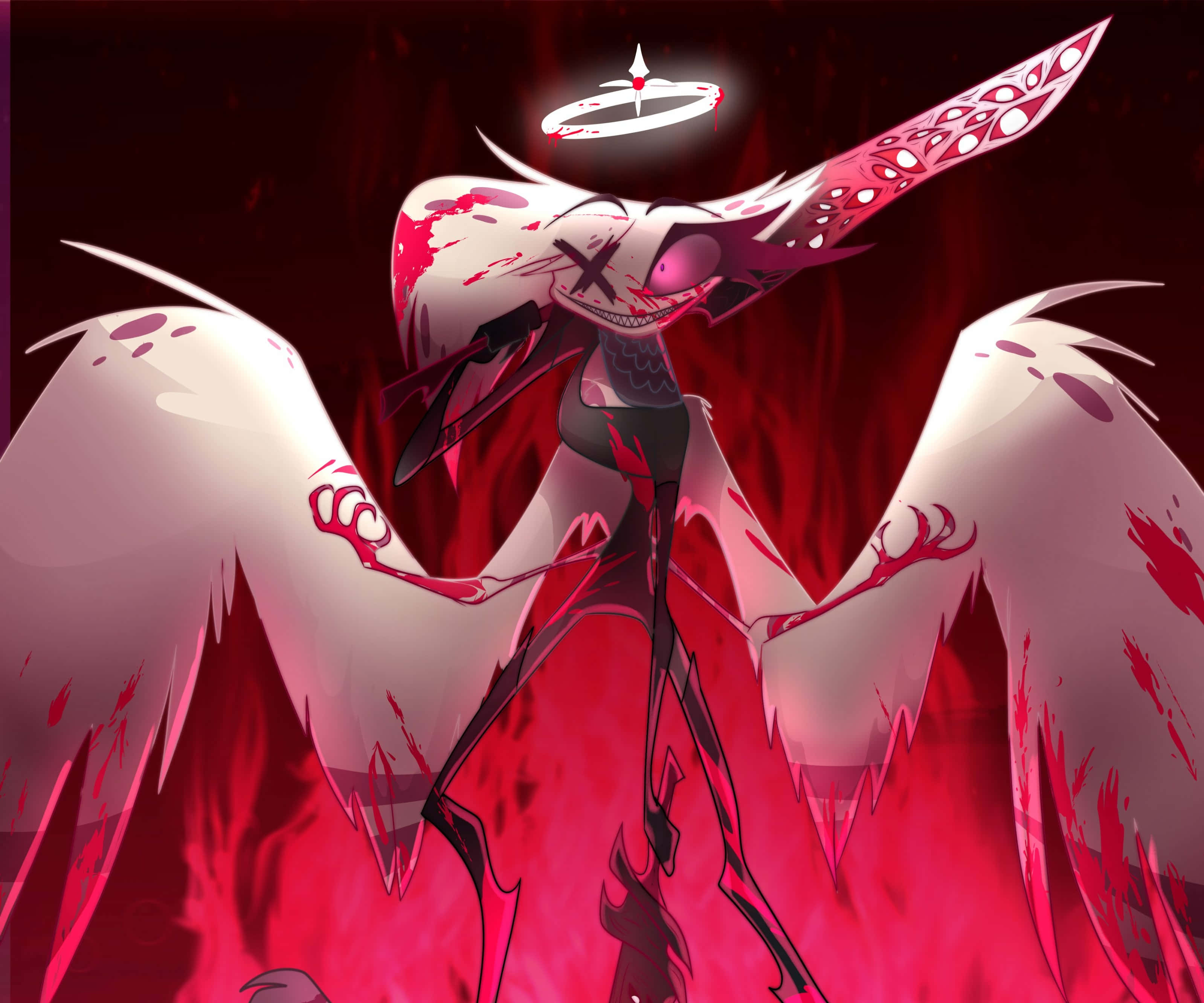 Angel Dust, demonic form, bloodstained wings, 2K Desktop Wallpaper