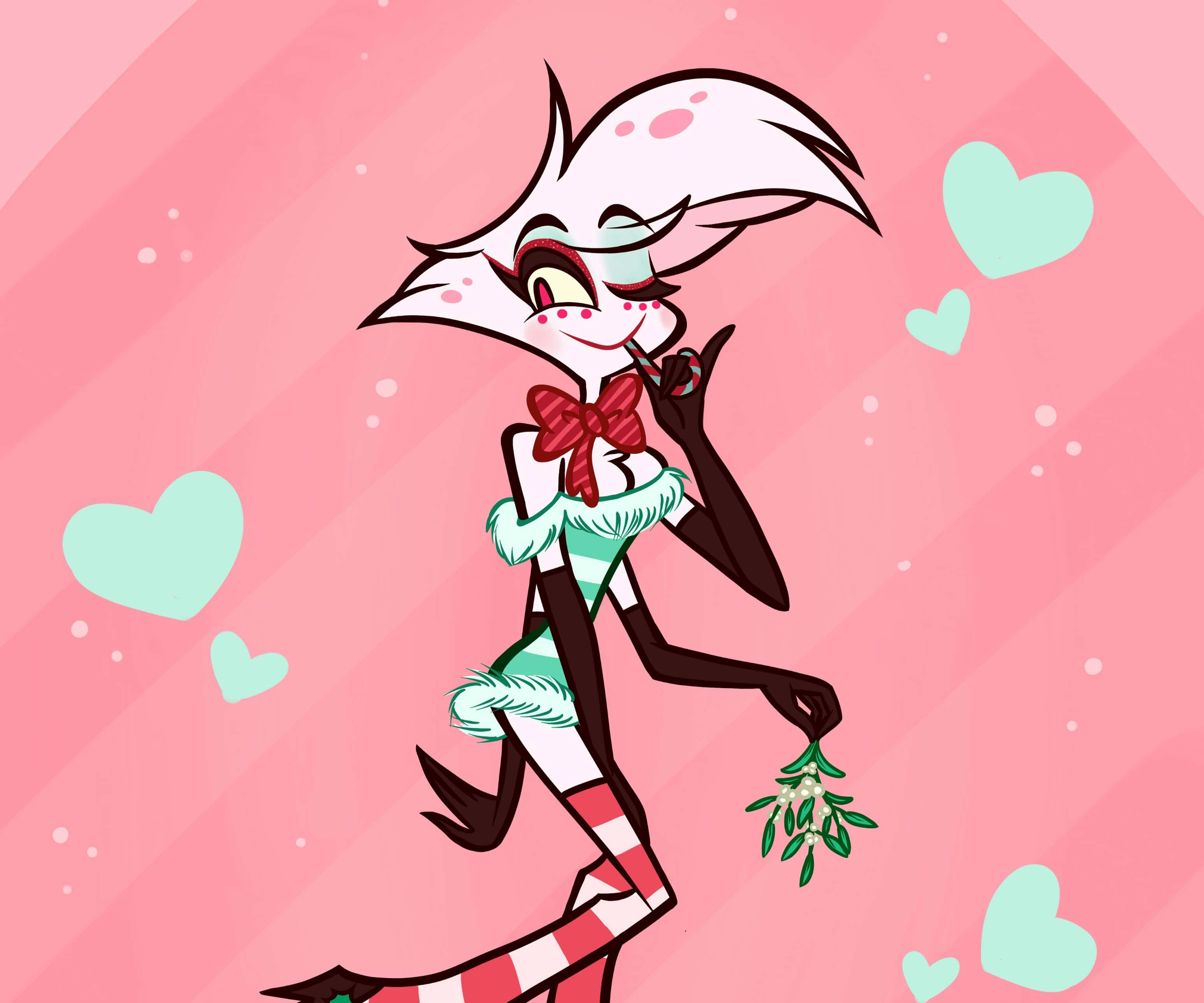 Angel Dust, cartoon devil, white hair, 2K Desktop Wallpaper