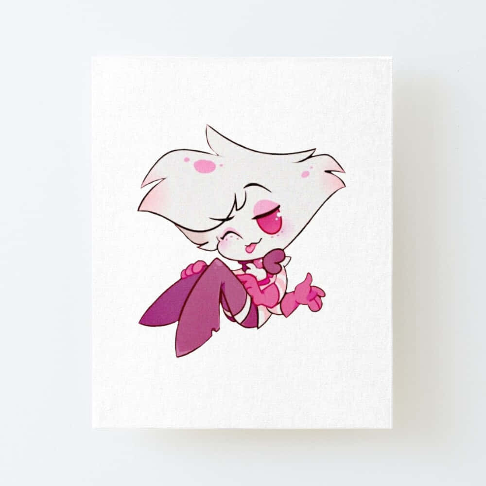Angel Dust, chibi-style, pink-winged, SD Desktop Wallpaper