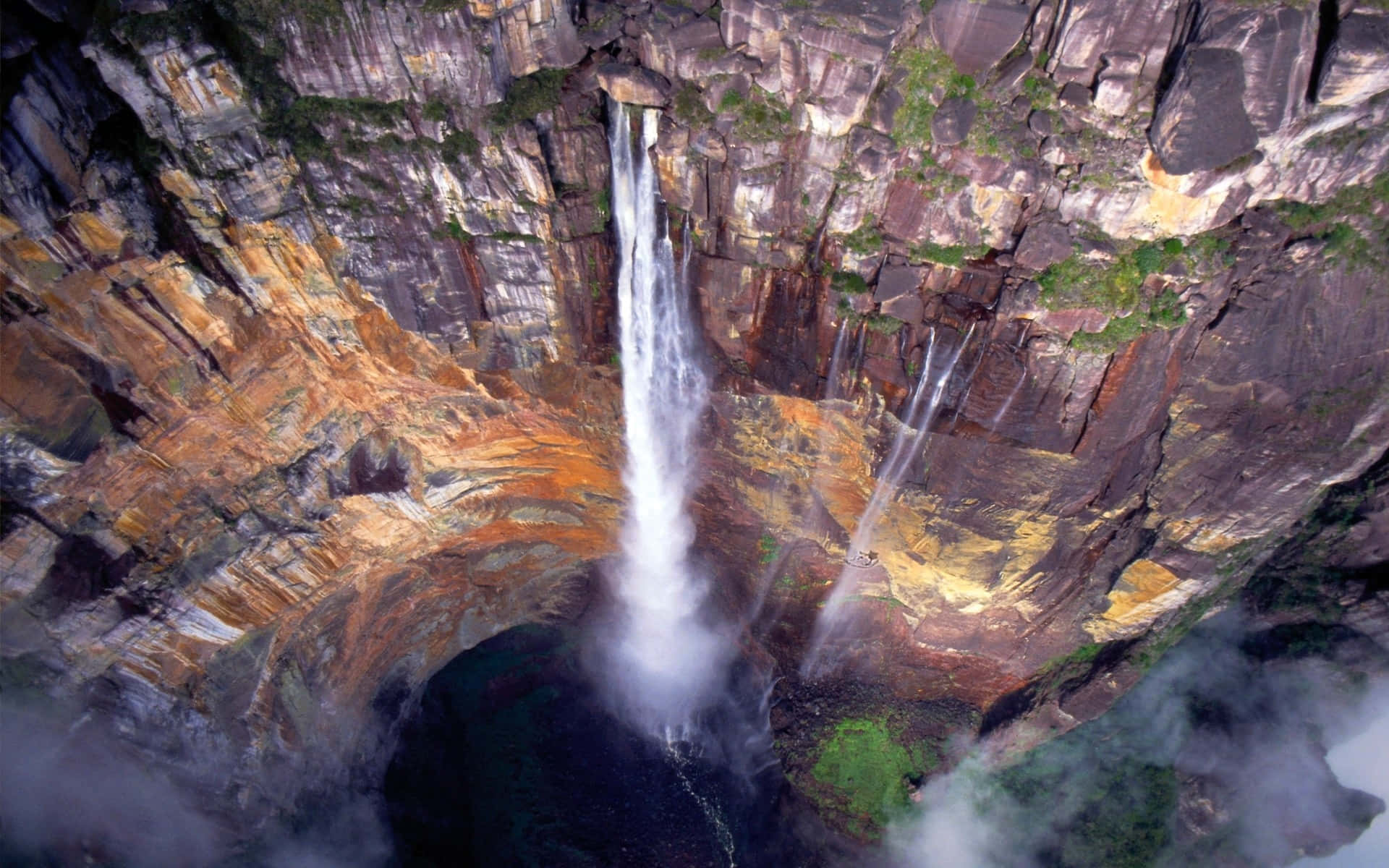 Angel Falls, rugged cliff, misty abyss, Full HD Desktop Wallpaper