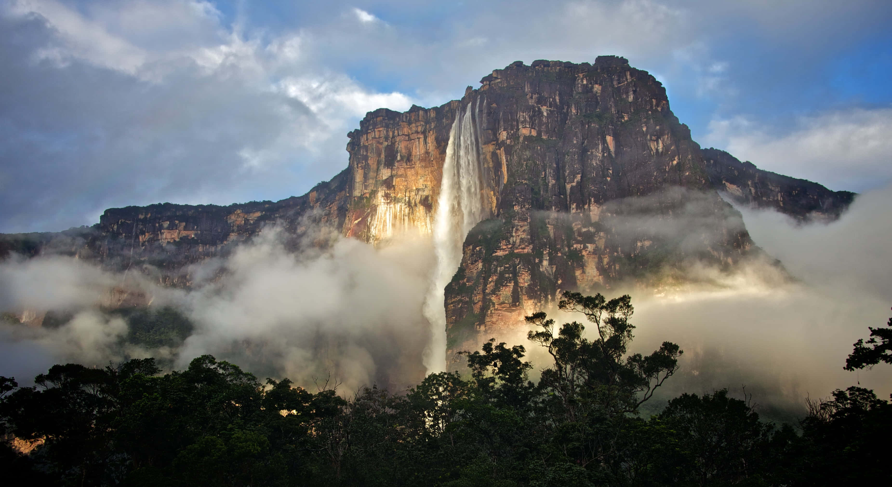 Angel Falls, nature vista, towering cliff, 2K Desktop Wallpaper