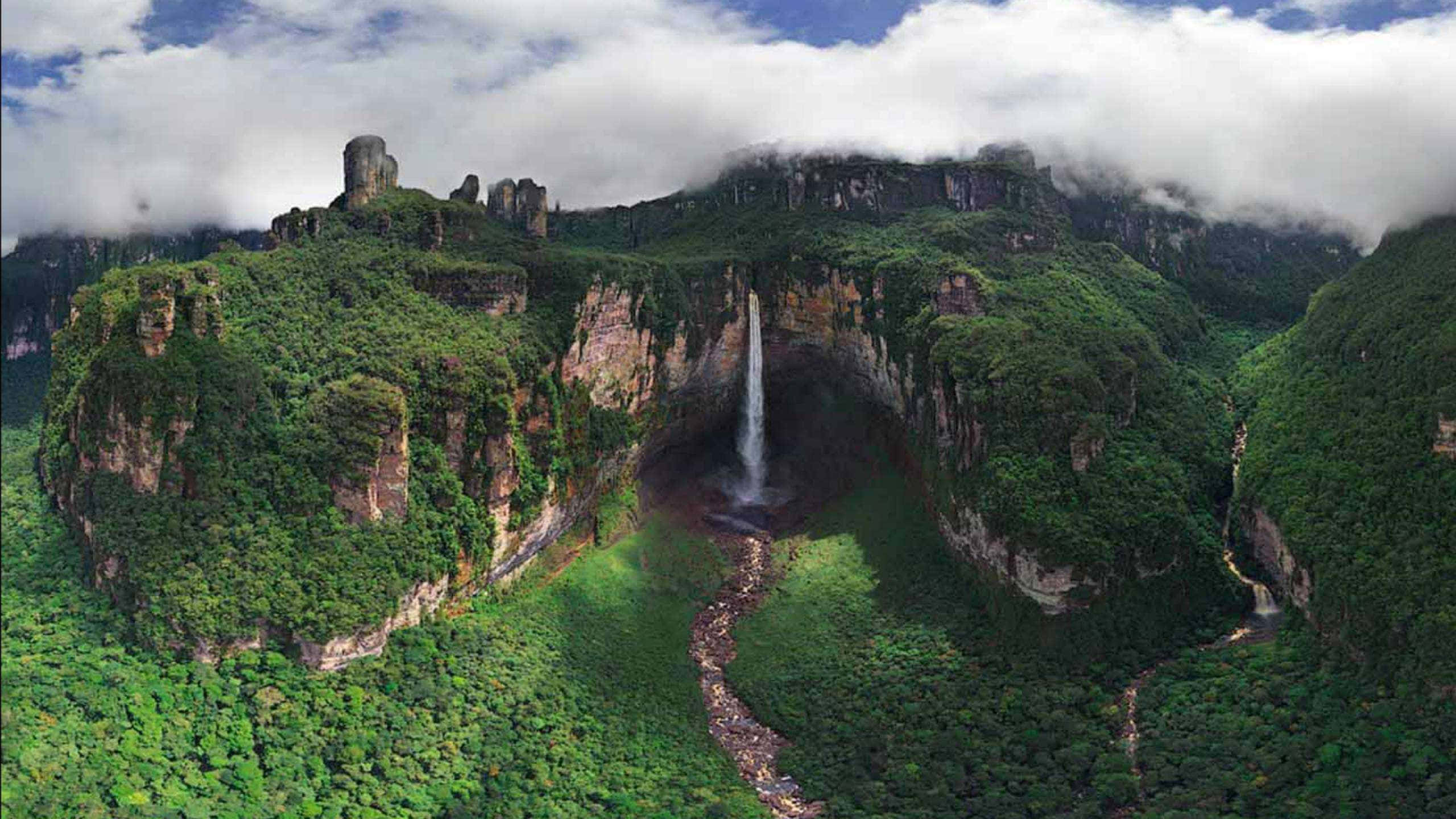 Angel Falls, World Heritage Site, lush green canyon, 2K Desktop Wallpaper
