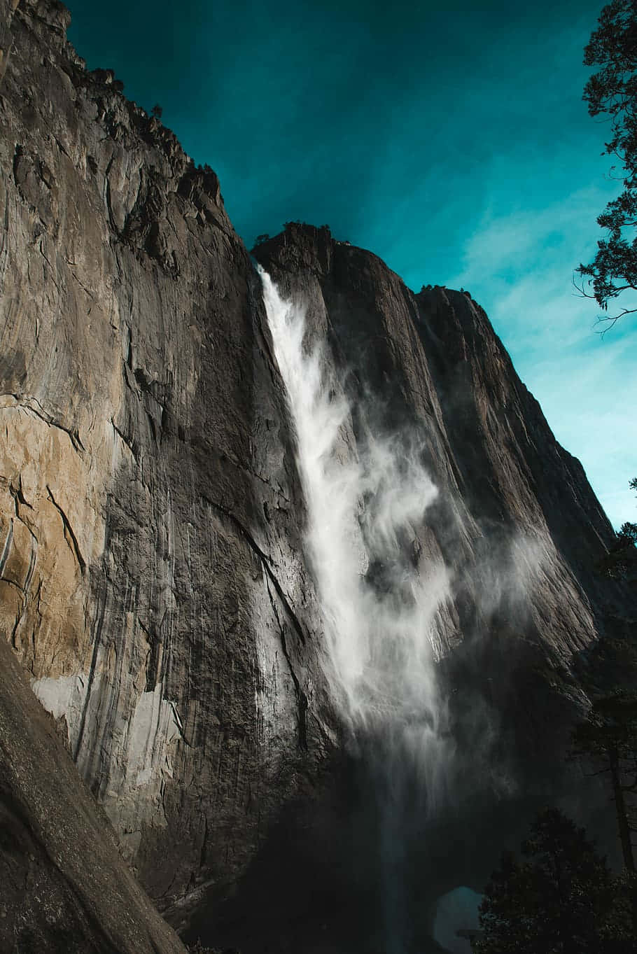 Angel Falls, teal sky, granite cliff, HD Phone Wallpaper