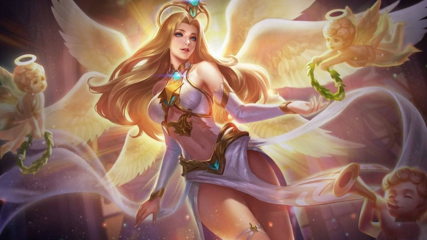 Angel Girl, baby angels, golden wings, HD Desktop Wallpaper