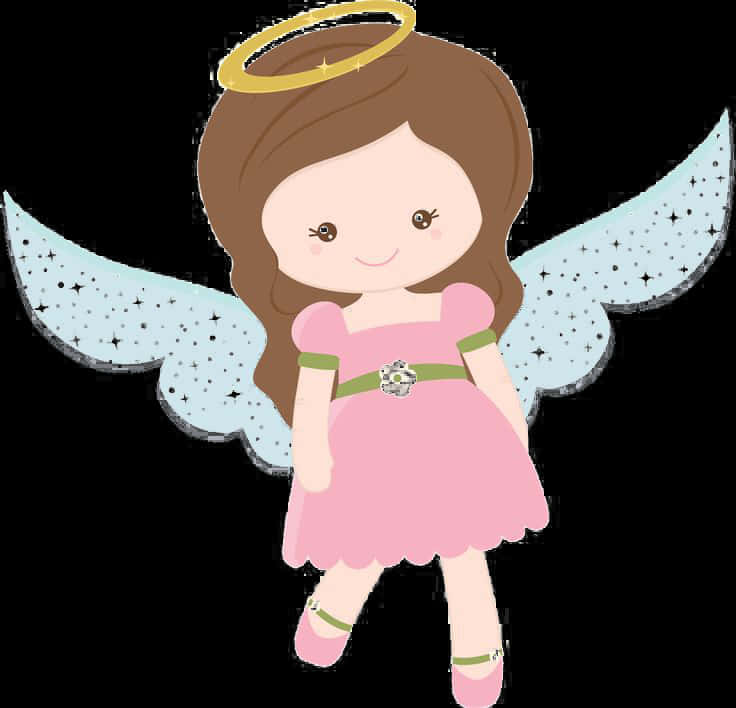 cute cartoon angel, angel girl, brown hair, SD Desktop Wallpaper