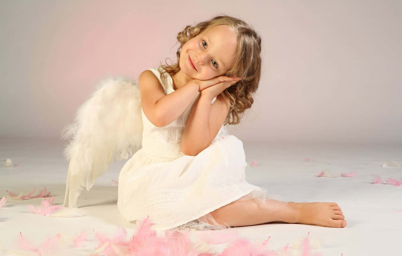 white dress, angel wings, pink feathers, HD Desktop Wallpaper