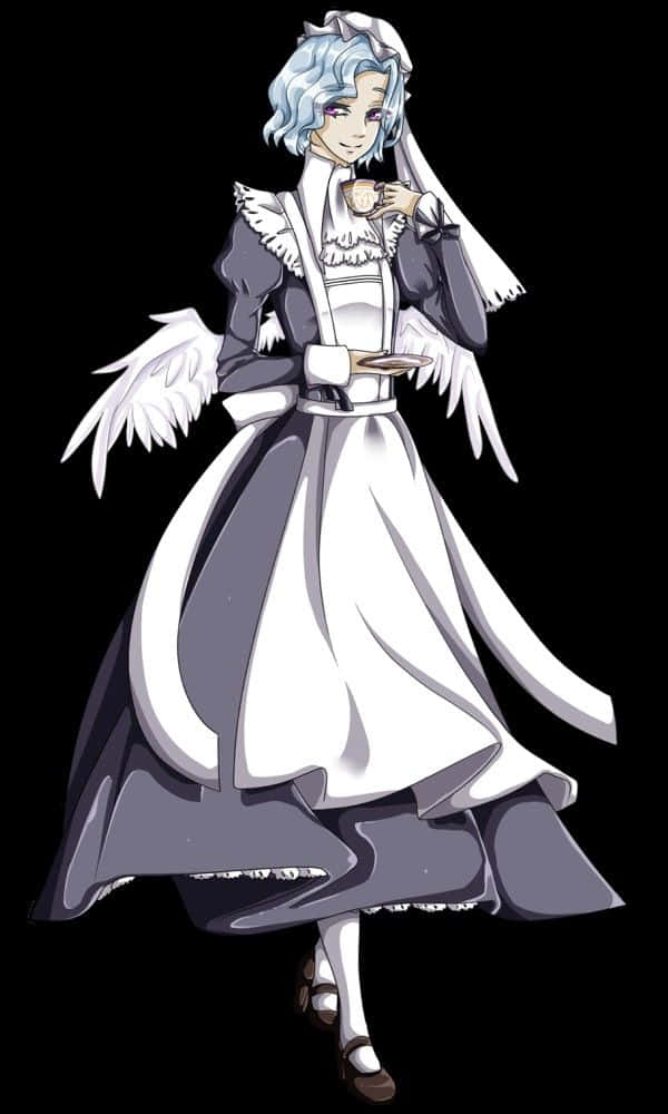 Angela Blanc, silver hair, white wings, SD Phone Wallpaper