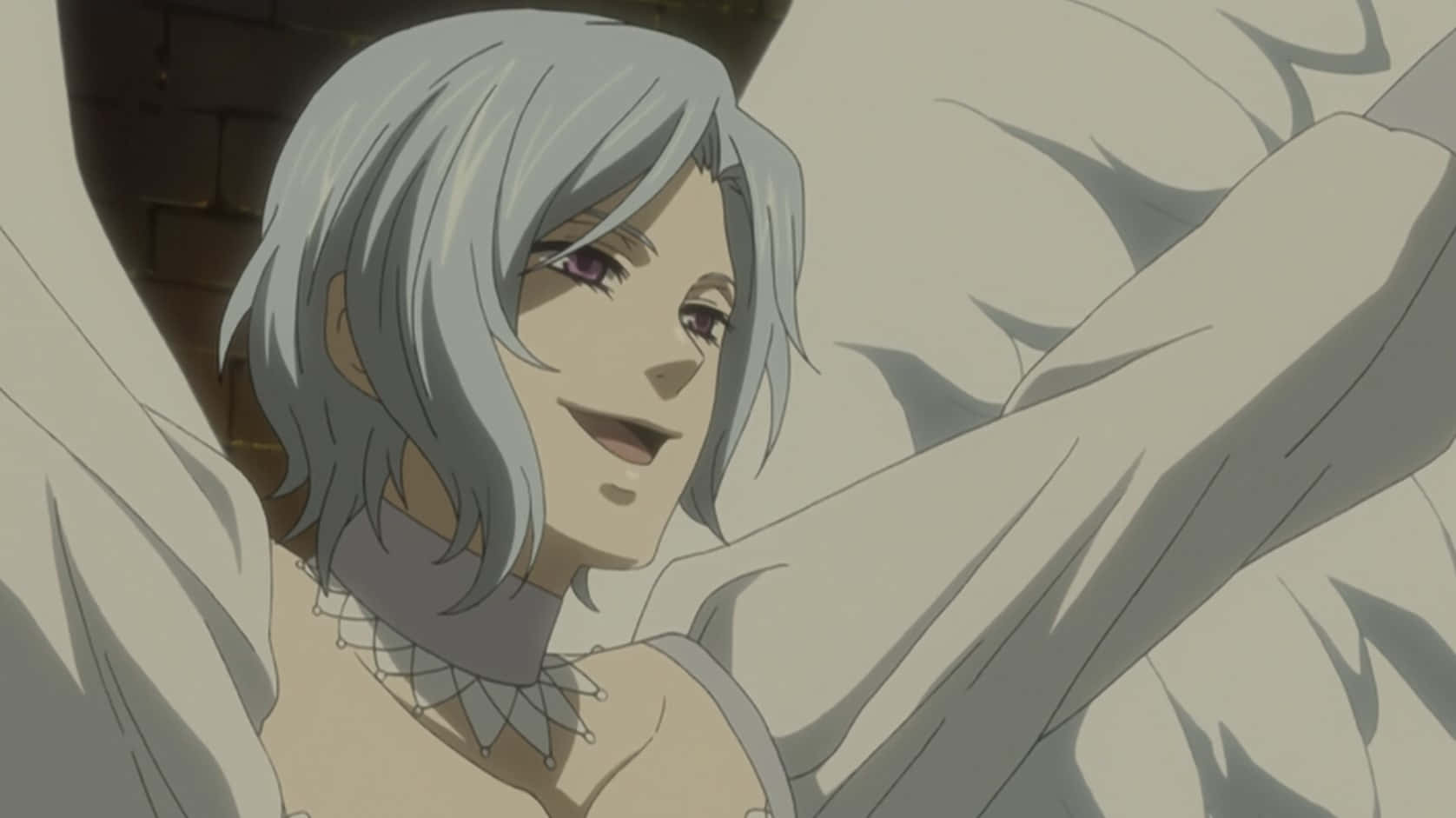 Angela Blanc, silver-haired, purple eyes, HD Desktop Wallpaper
