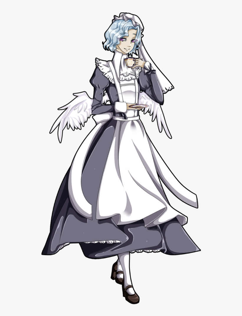 Angela Blanc, anime angel maid, blue hair, SD Phone Wallpaper