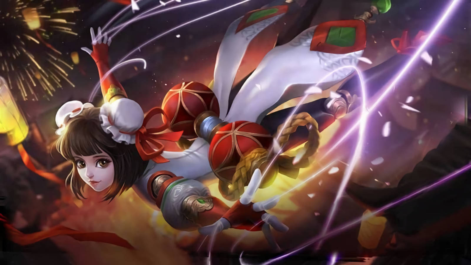 Angela, Mobile Legends, festive red and white attire, HD Desktop Wallpaper