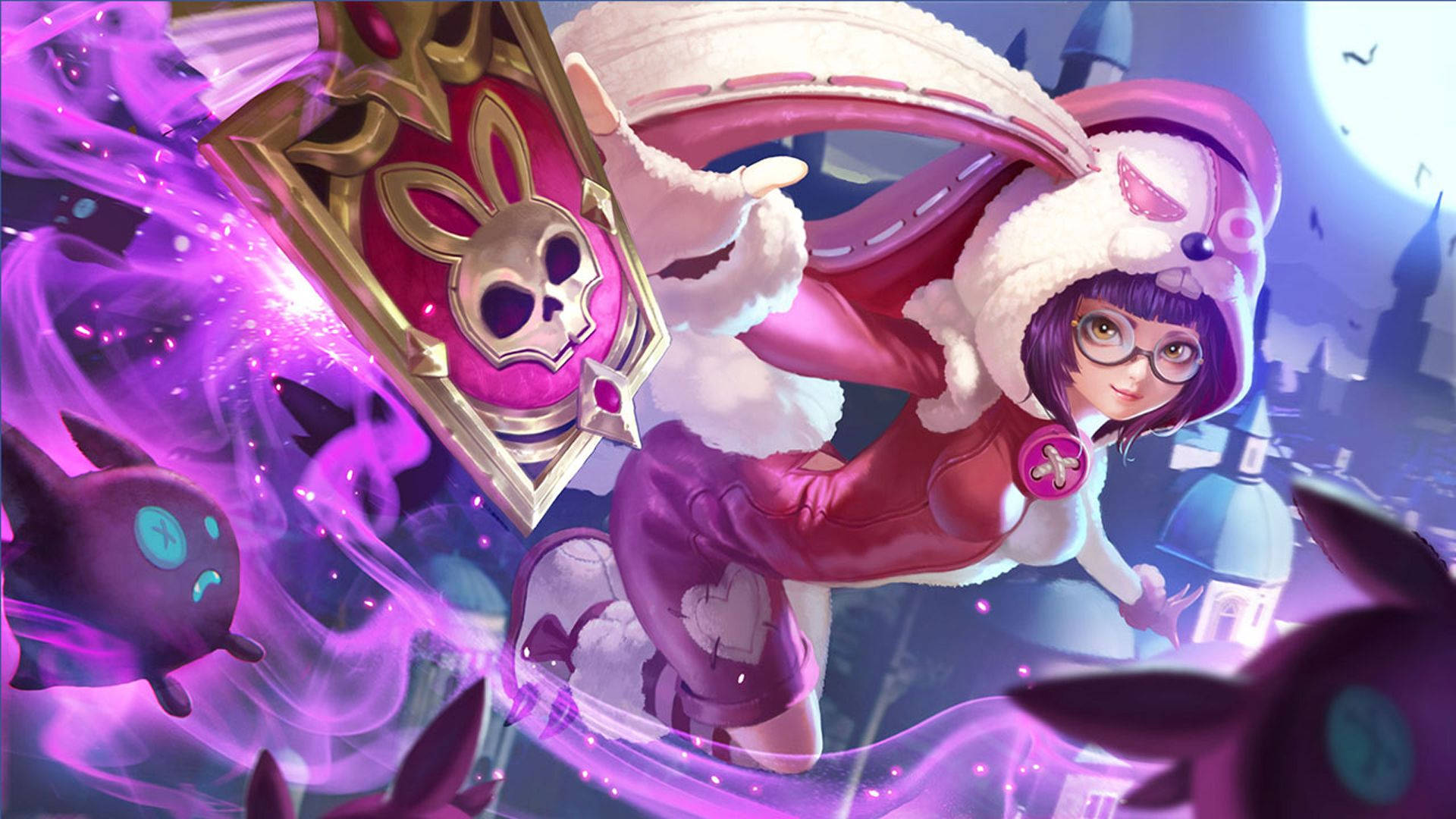 Angela, Mobile Legends, pink bunny hood, Full HD Desktop Wallpaper