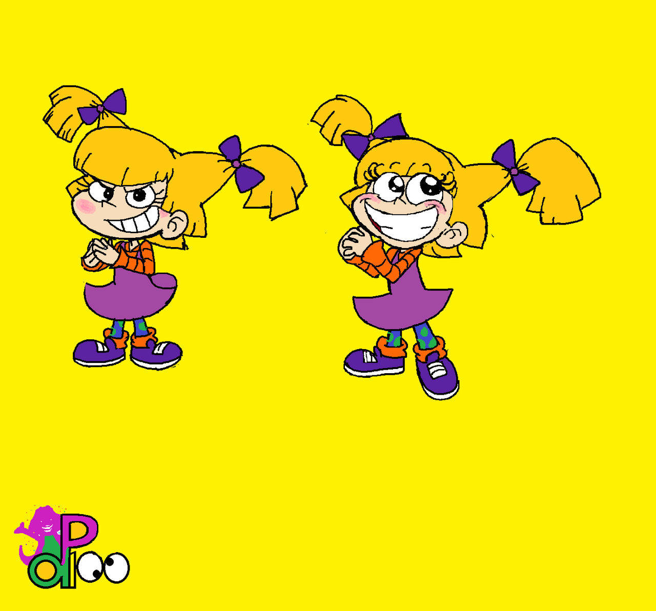 Angelica Pickles, blonde pigtails, purple bows, HD Desktop Wallpaper